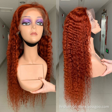 Customized Color Orange Lace Frontal Wig Transparent Lace Human Hair wig